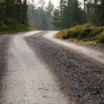 Gravel road at the top of a hill
